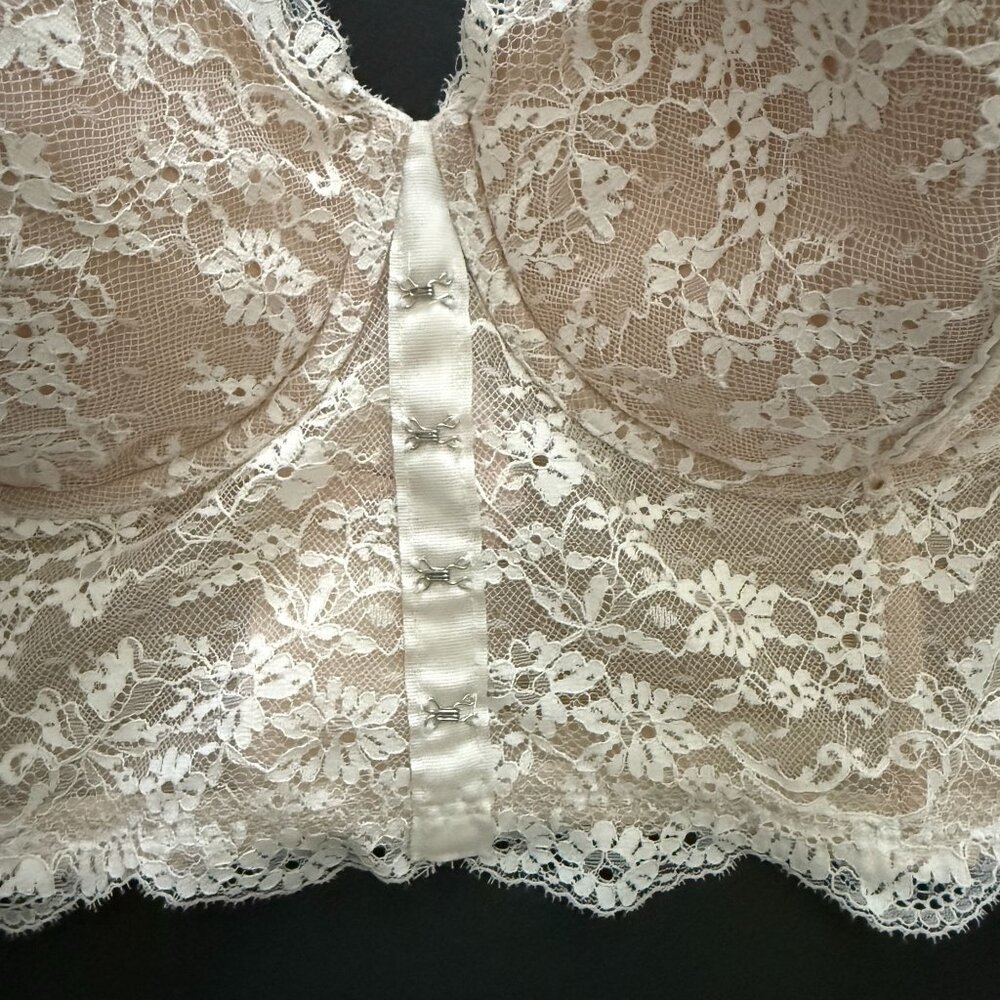 Victorias Secret Dream Angels 38DD Lace Lined Demi Bra Bralette Off White Bridal - Picture 6 of 10